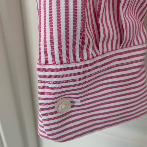 Lands End size 16 Red striped button down - Picture 3 of 4